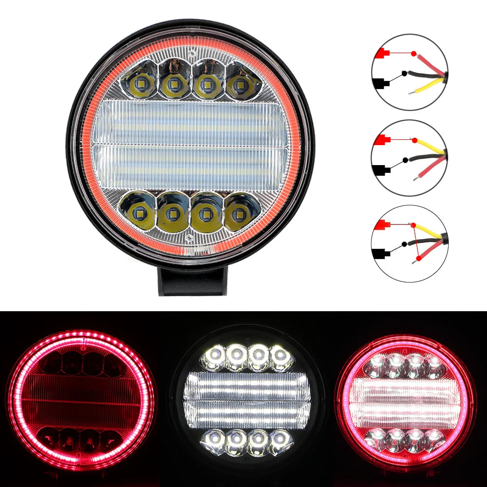 Round Headlight Car Light Assembly Fog Light Angel Eyes Lamp For 4x4 Offroad ATV UTV Tractor Work Light Bar 24LED 72W