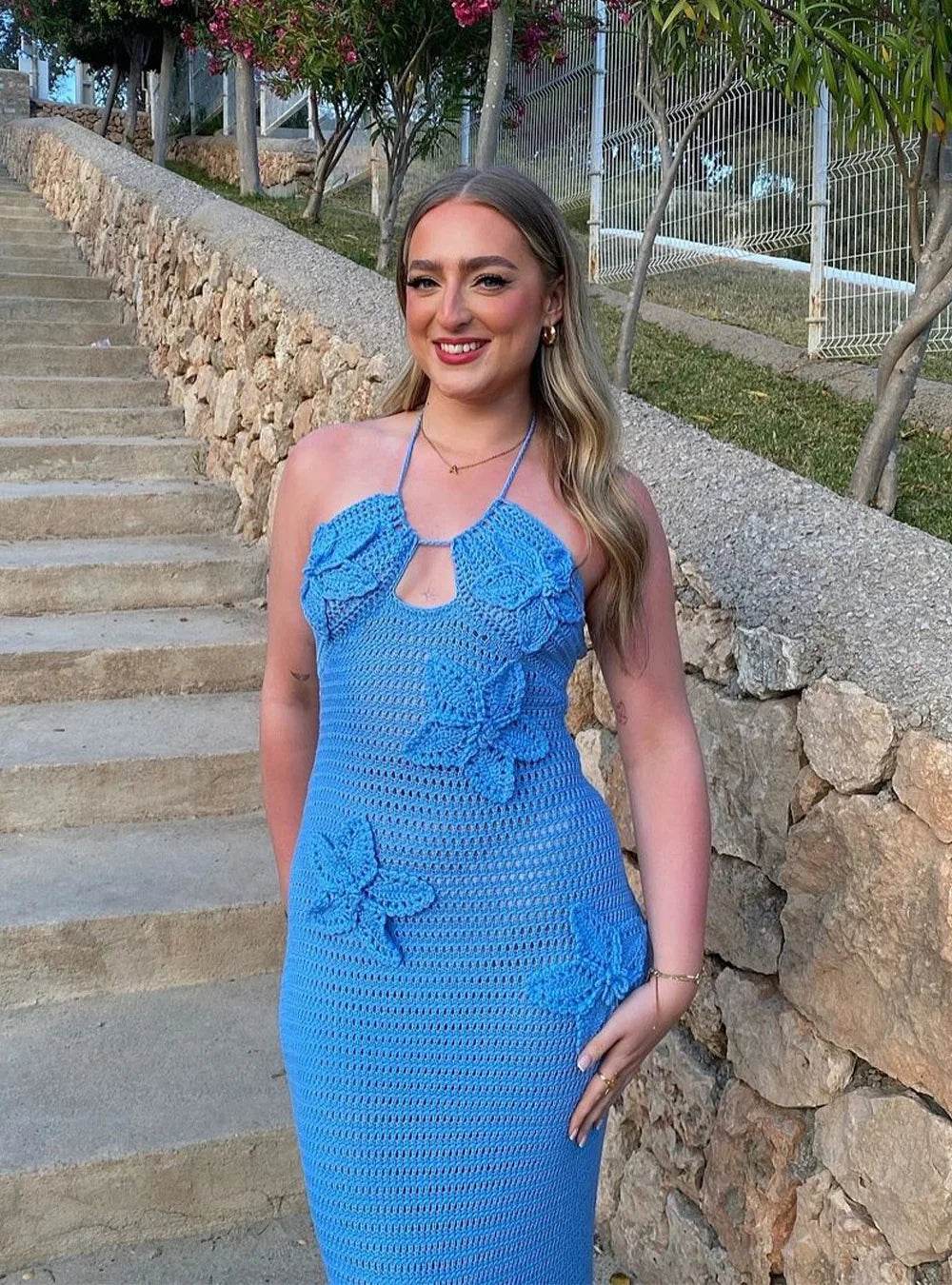 Women’s Beach Dresses Sexy Backless Knitted Long Dress Star Crochet Maxi Dresses 2024 Summer Women Beach Wear - P12 Hub Europe