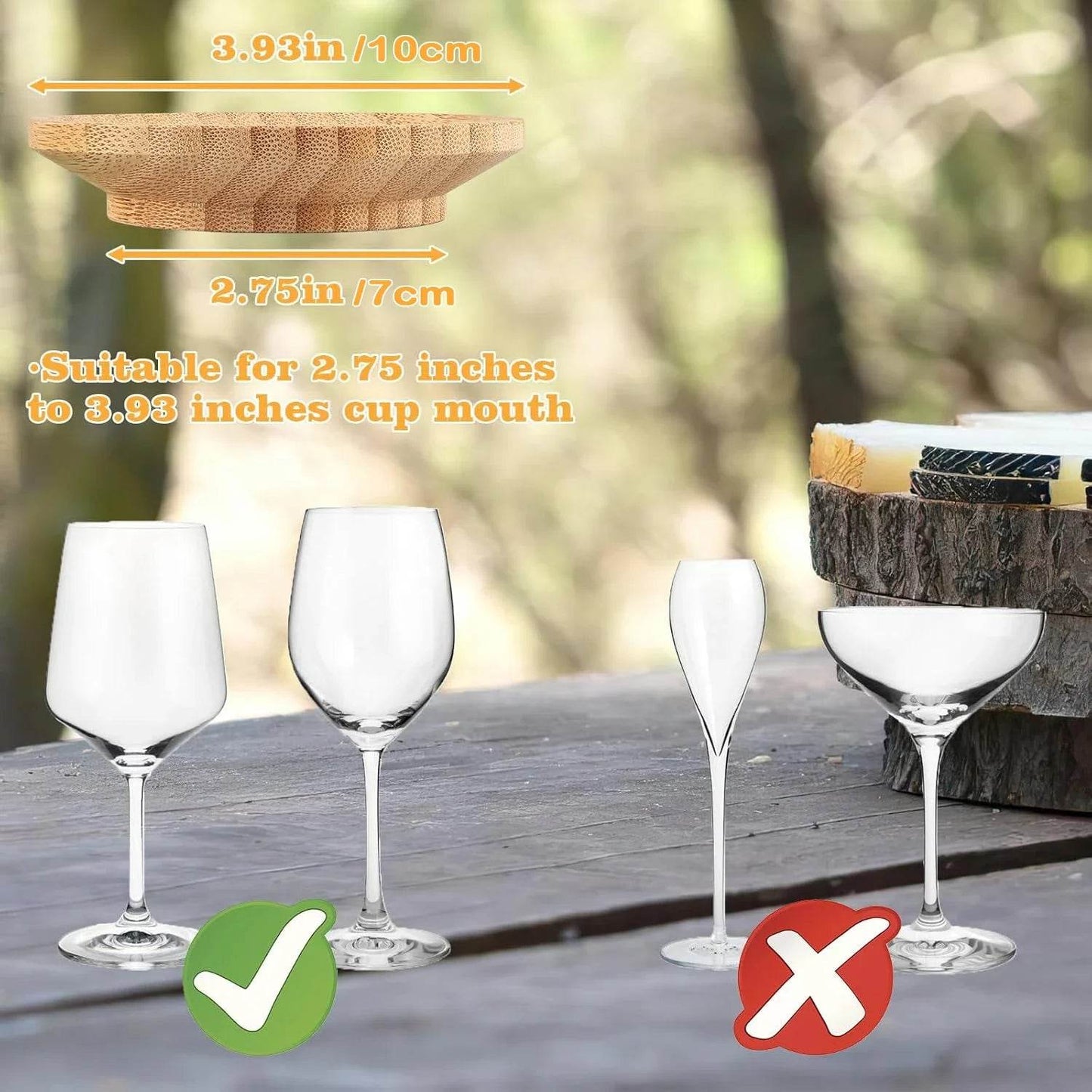 1-4Pcs Wine Glass Charcuterie Topper, Bamboo Wine Glass Covers for Appetizers Wine Glass Topper Coasters Plate for Bars Party - P12 Hub Europe