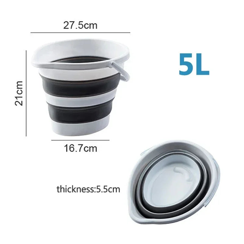 5/10/15L Portable Folding Bucket for Washing Outdoor Foldable Basin Silicone Water Bucket Camping Space Saving Car Wash Buckets