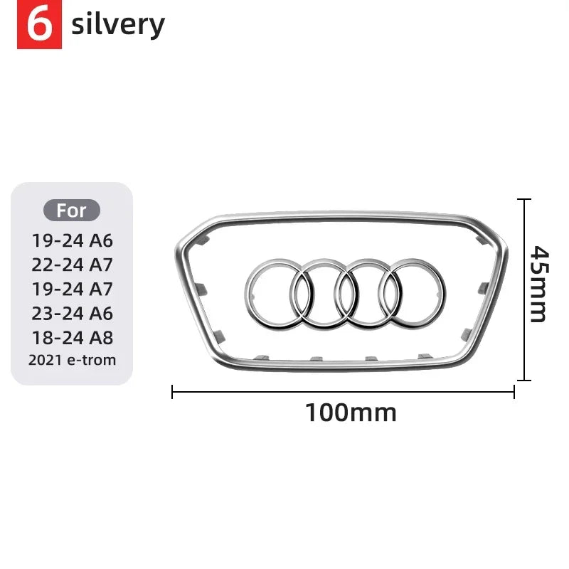 For Audi A3 A4 B8 8P B9 8V A5 A6 C7 A7 Q3 Q5 Q7 Automobile Steering Wheel Logo Bright Frame Strip Electroplated Car Logo Sticker