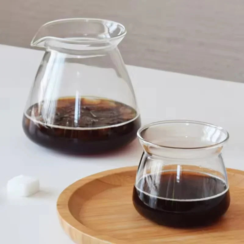 Drip Coffee Server Hand-brewed Coffee Pot Blue Grey Clear Mugs Cold Heat Resistant High Borosilicate Glass Coffee Cup Coffeeware