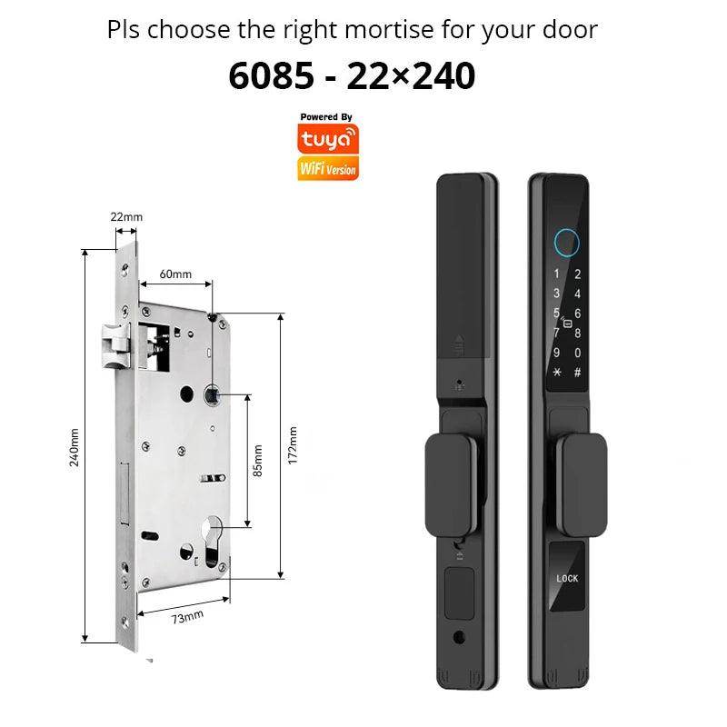 WiFi Sliding Door Lock | IP66, Fingerprint, Card, Code, Glass/Aluminum - P12 Hub Europe
