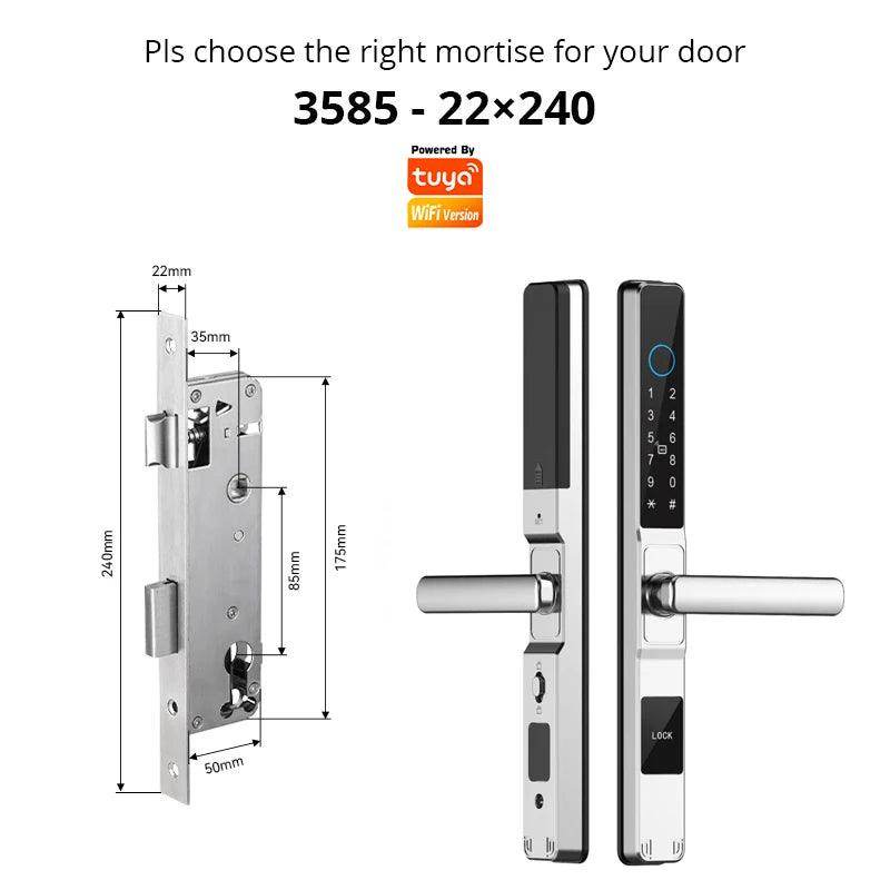WiFi Sliding Door Lock | IP66, Fingerprint, Card, Code, Glass/Aluminum - P12 Hub Europe
