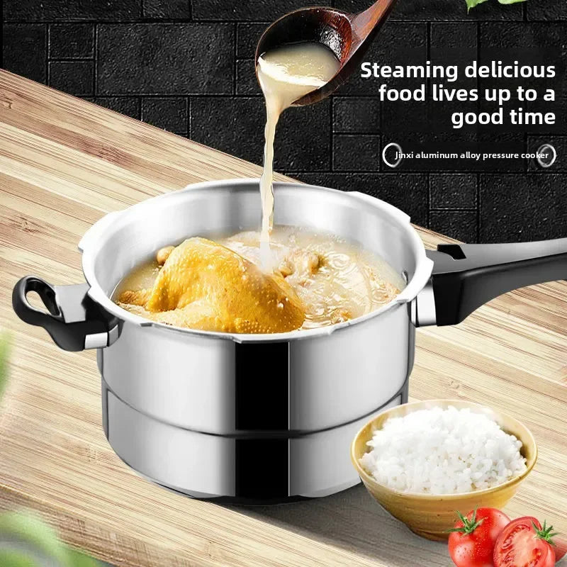 3/4/5L Aluminium Alloy Kitchen Pressure Cooker Gas Stove Cooking Energy-saving Safety Protection Outdoor Camping Cookware