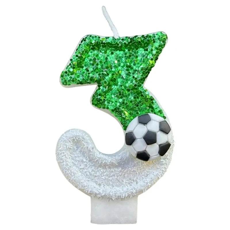 Football Children's Birthday Candles Number 0-9 Green Sparkles Birthday Creative Soccer Candle for Boy Party Cake Top Decoration - P12 Hub Europe