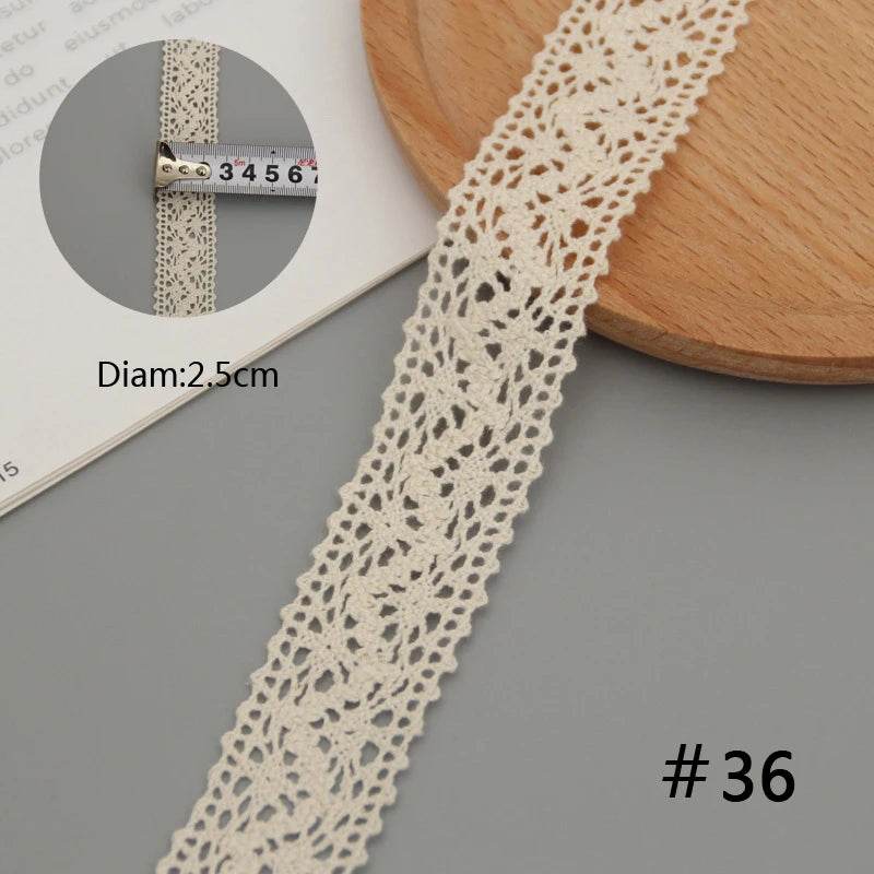 5 Meters Cotton Lace Trim Ribbon Beige Sewing Trim Lace Ribbon Crochet Lace Fabric DIY Wedding Party Craft Christmas Gift Decor - P12 Hub Europe