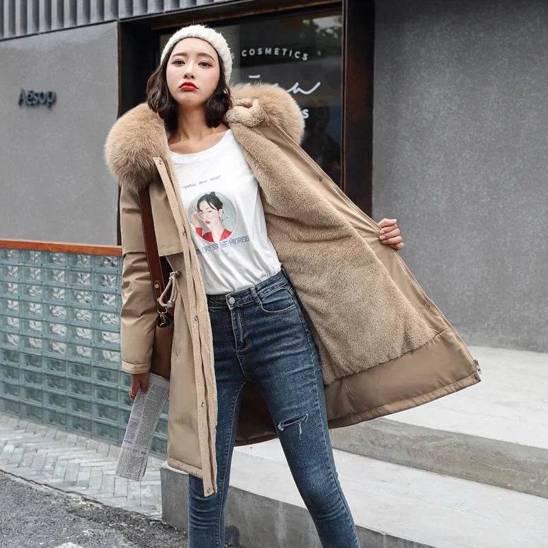 Warm Fur Collar Long Parka - P12 Hub Europe