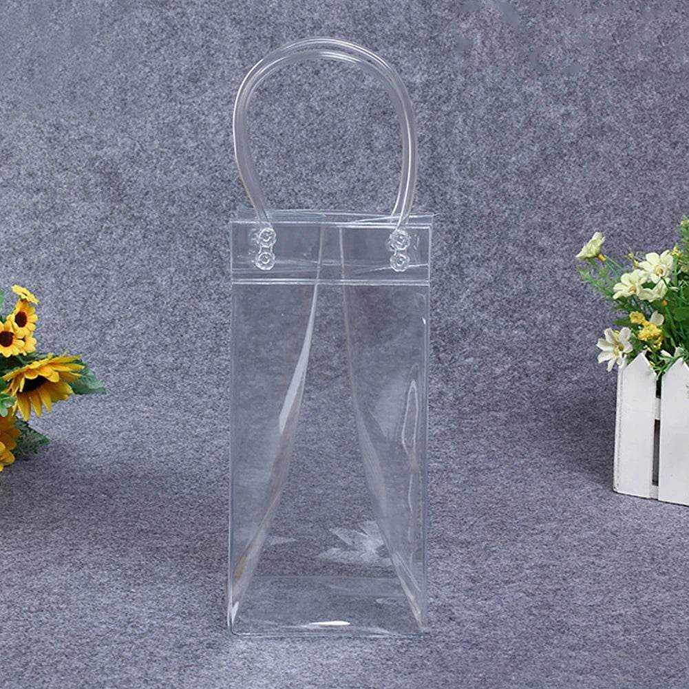 Transparent PVC Leakproof Ice Bag Wine Beer Champagne Bucket Drink Bottle Cool Chiller Foldable Carrying Bags For Party Picnic - P12 Hub Europe