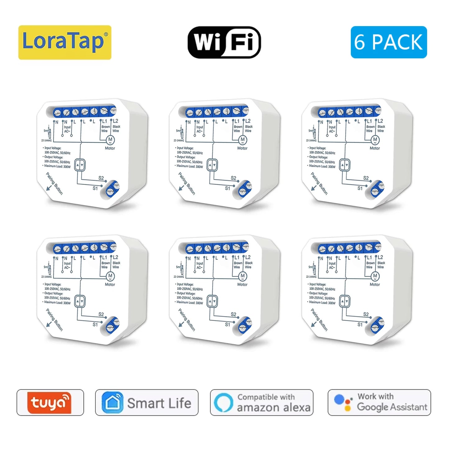 Tuya Smart Life WiFi Curtains Switch Connected Roller Shutters Control Blinds Motor Google Home Alexa Electric Window LoraTap