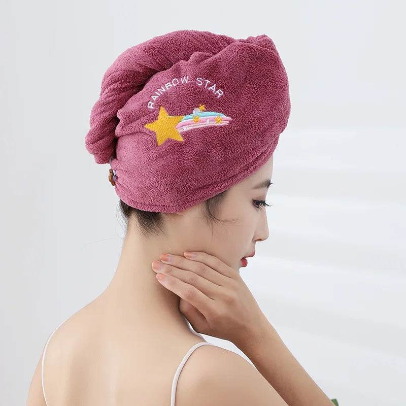 1pc Quickly Dry Hair Hat Super Absorbent Soft Bathroom Women Head Towels Girls Cute Hair Towel Hair Dry Wrap Bonnets - P12 Hub Europe