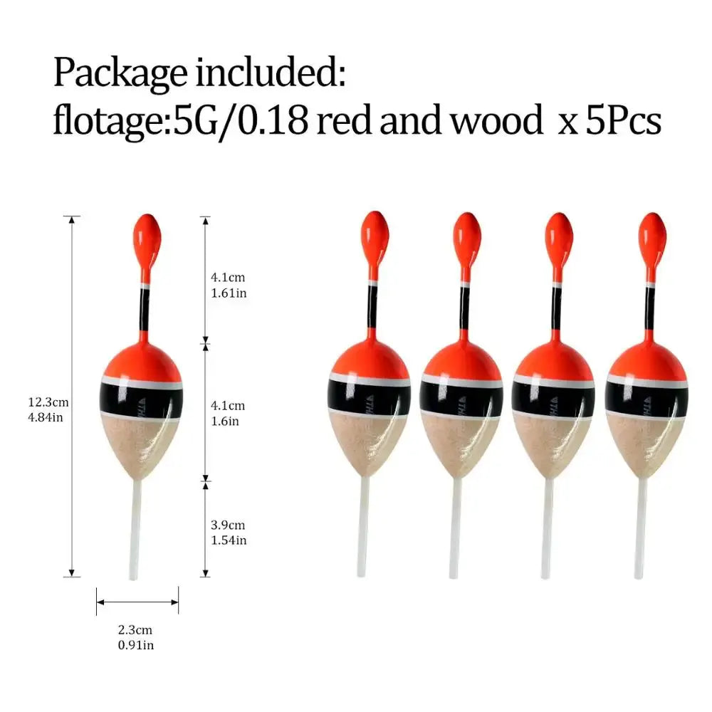 THKFISH 5pcs Fishing Floats Slip Bobber Rigs Balsa Wood Sea Fishing Float 5g 15g Buoyancy Fishing Buoys For Catfish Fishing