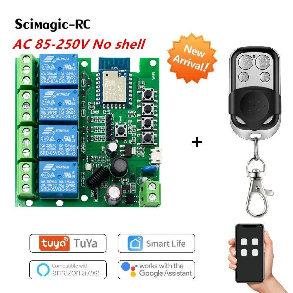 4-Channel WiFi Relay Switch 433MHz RF Alexa Smart Life - P12 Hub Europe