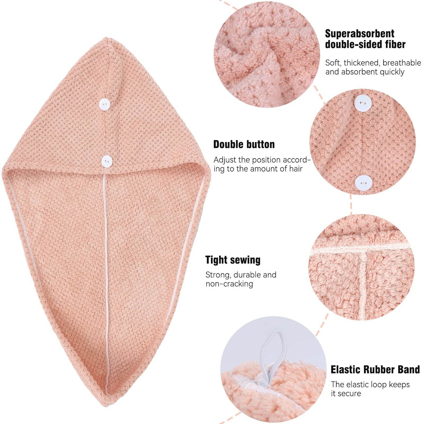 New Pearl Cotton Hair Towel Wrap Super Absorbent Quick Dry Hair Towels Microfiber Hair Hat Caps For Drying Curly Long Thick Hair - P12 Hub Europe