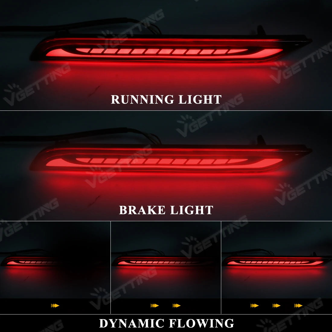 Car LED Rear Bumper Reflector Lights For Toyota Innova 2022 2023 Dynamic Turn Signal Lamp Brake Warning Lamp Accessories 12V