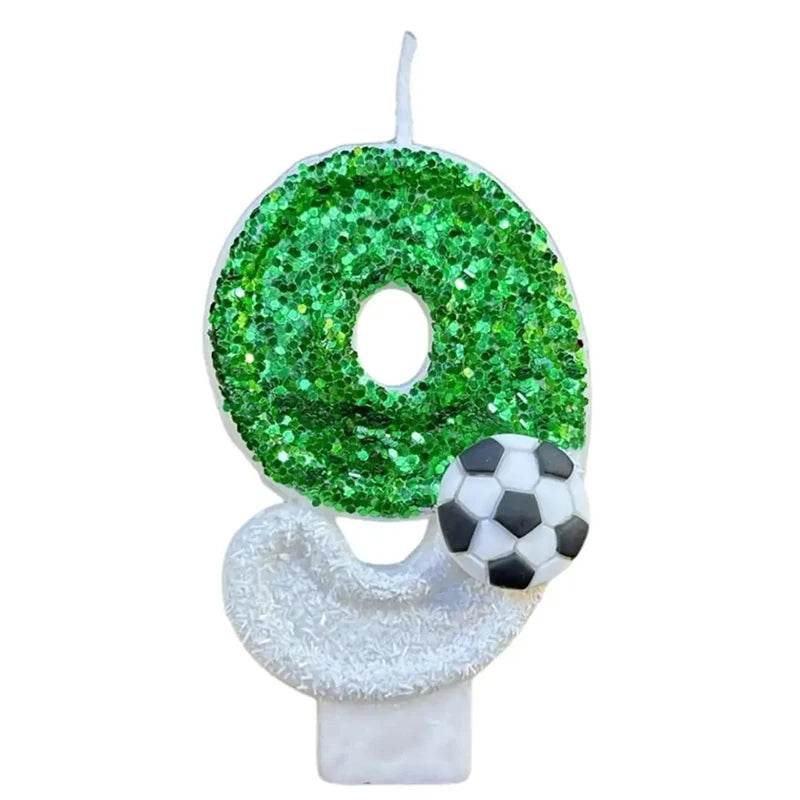 Football Children's Birthday Candles Number 0-9 Green Sparkles Birthday Creative Soccer Candle for Boy Party Cake Top Decoration - P12 Hub Europe