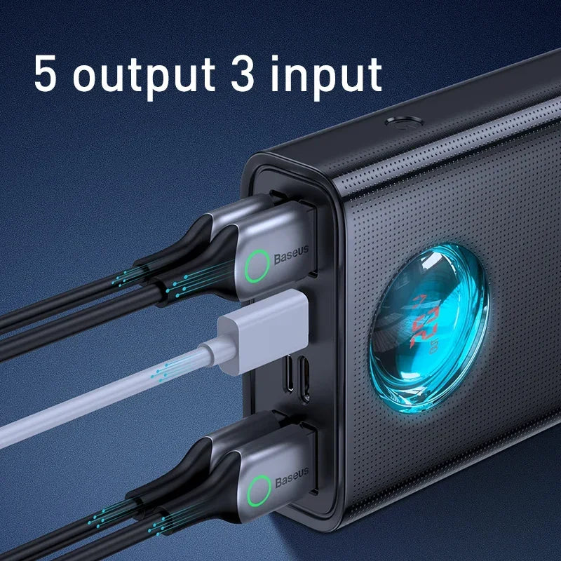 Baseus 65W Power Bank 30000mAh PD Quick Charge FCP SCP Powerbank Portable External Charger For Smartphone Laptop iPhone Tablet