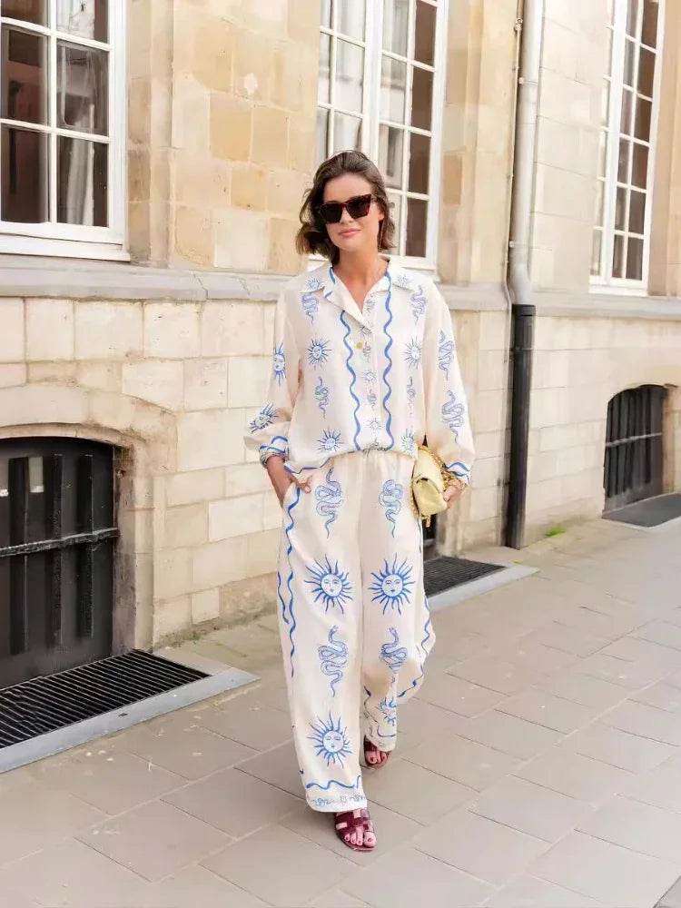 Print Wide-Leg Pants Set - P12 Hub Europe