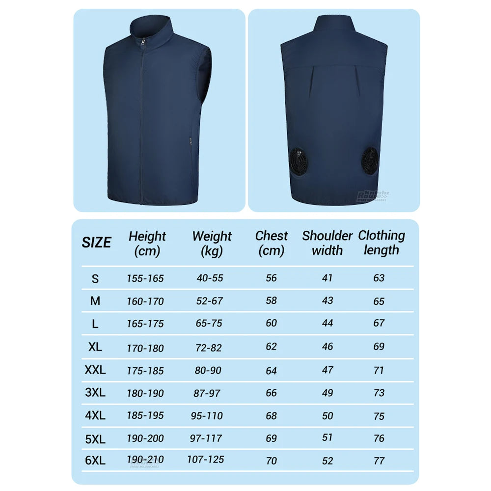 2024 Cool Vest Wearable Cooling Fan Vest Air-conditioned Clothes Cooling 13 Hours for High Temperature Work Fishing Vest Hiking