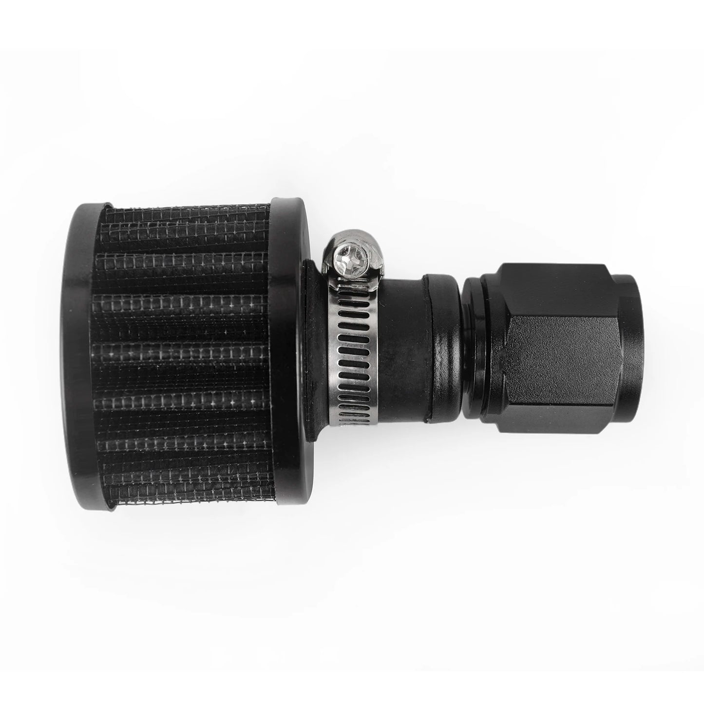 Universal 15mm Small Motorcycle Cold Air Intake Filter Kit Crank Case Vent Cover Breather with Push on Hose Ends Straight AN10