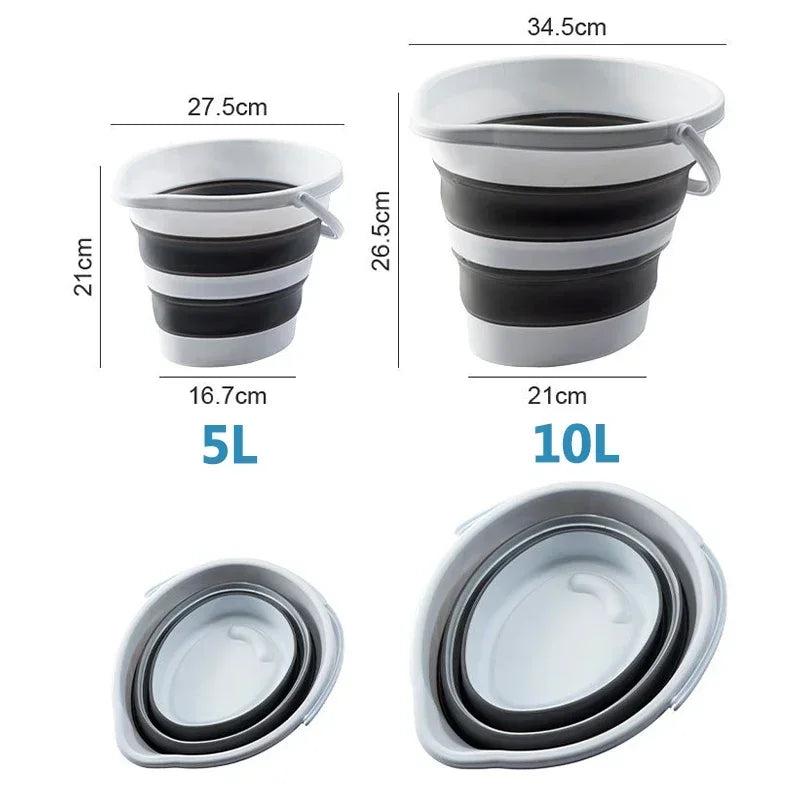 5/10/15L Portable Folding Bucket for Washing Outdoor Foldable Basin Silicone Water Bucket Camping Space Saving Car Wash Buckets
