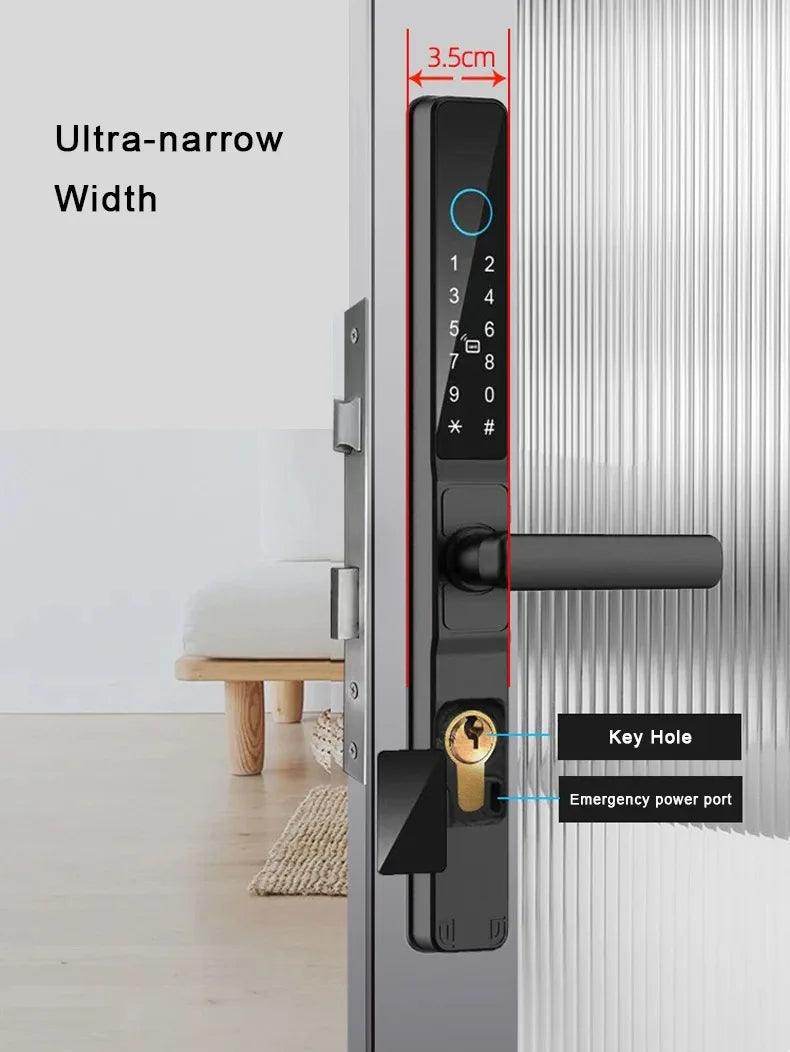 WiFi Sliding Door Lock | IP66, Fingerprint, Card, Code, Glass/Aluminum - P12 Hub Europe