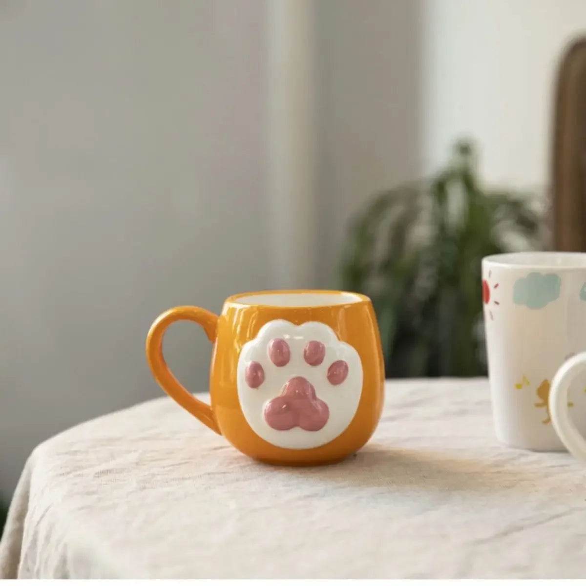 3D Relief Cat Paw Ceramic Mug Japanese Cartoon Cute Couple Cup Gift Korean Hand Drawn Retro Style Birthday Christmas Gifts - P12 Hub Europe