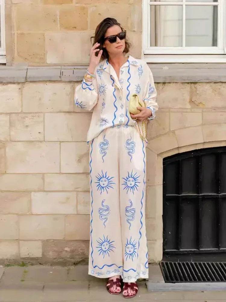 Print Wide-Leg Pants Set - P12 Hub Europe
