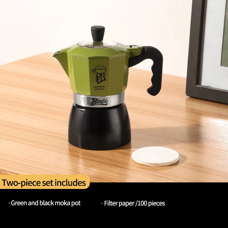 Bincoo Double valve Moka Pot Electric Stove Set Coffee Pot Household Italian Espresso Machine Mocha Pot Barista Accessories 220V