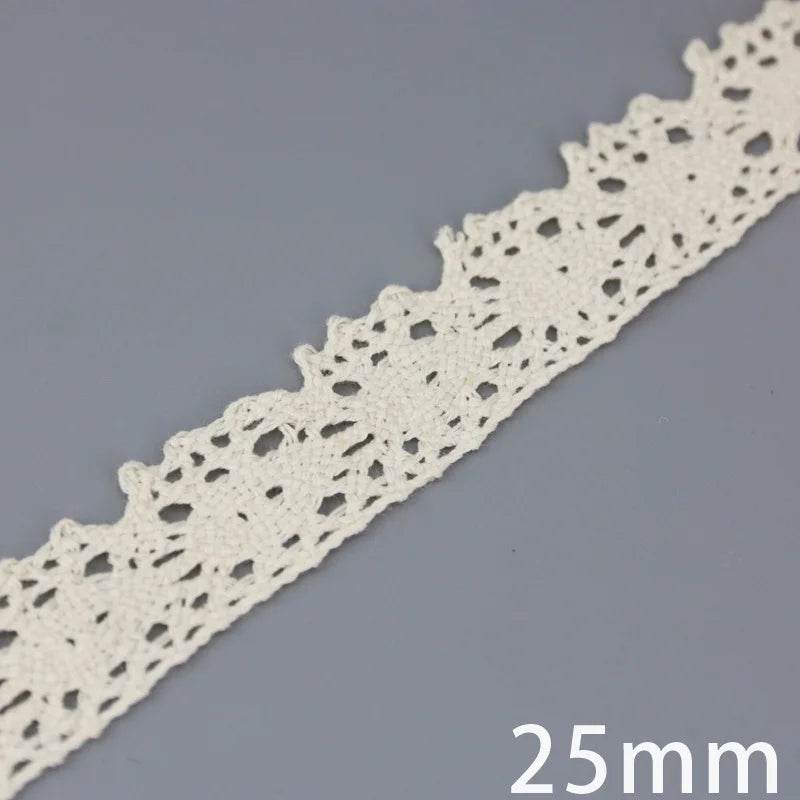 (5Meter/roll) White Beige Cotton Embroidered Lace Net Ribbons Fabric Trim DIY Sewing Handmade Craft Materials - P12 Hub Europe