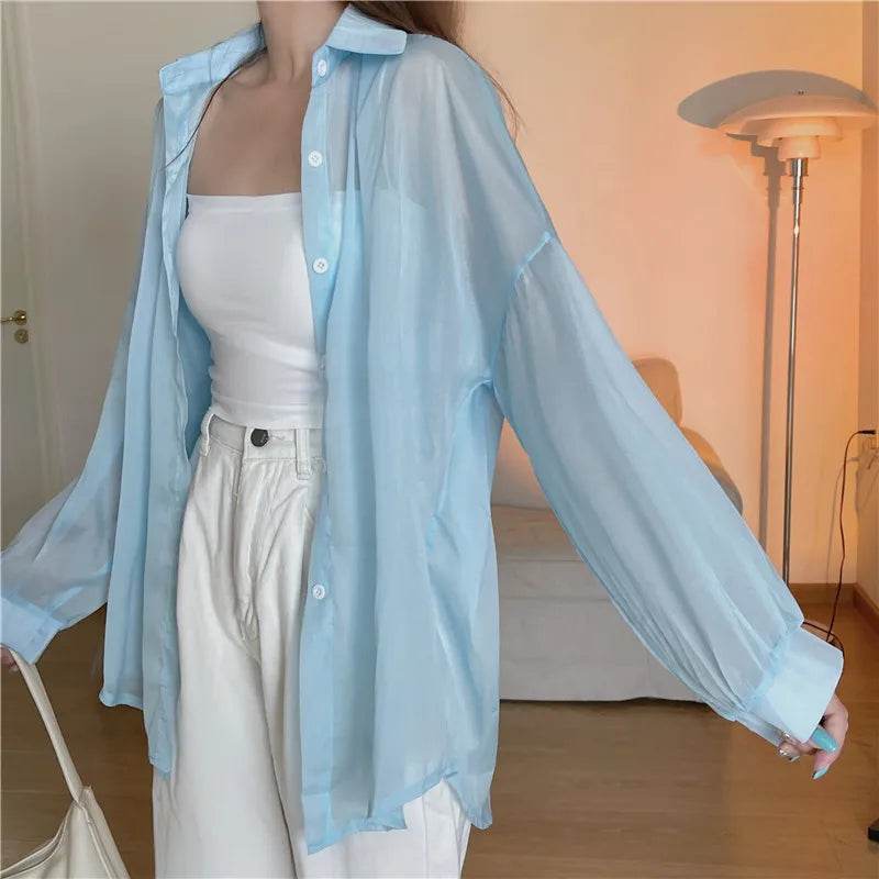 Semi Sheer Button Down Shirt - P12 Hub Europe