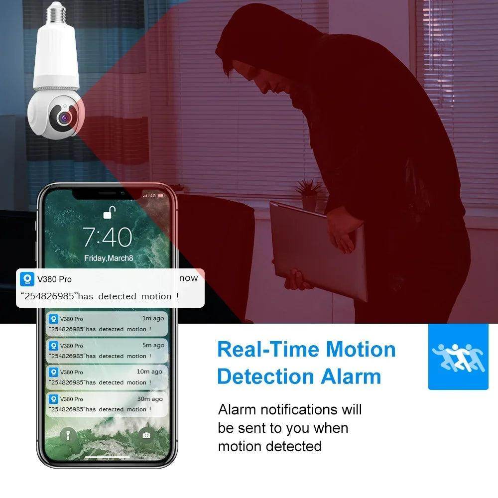 Camera 4K WiFi Bulb 8MP, Color Night Vision, AI Track - P12 Hub Europe