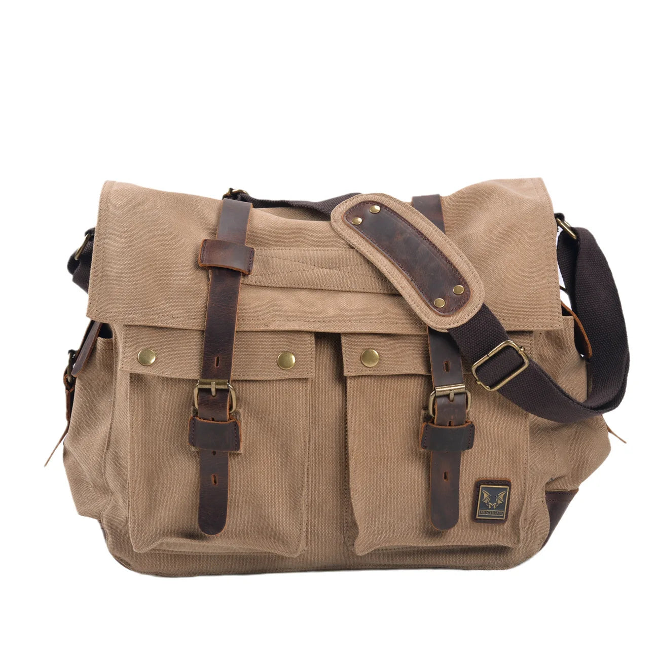 MUCHUAN Canvas Leather Men Messenger Bags Big Satchel Shoulder Bags Male Laptop Briefcase Travel Handbag