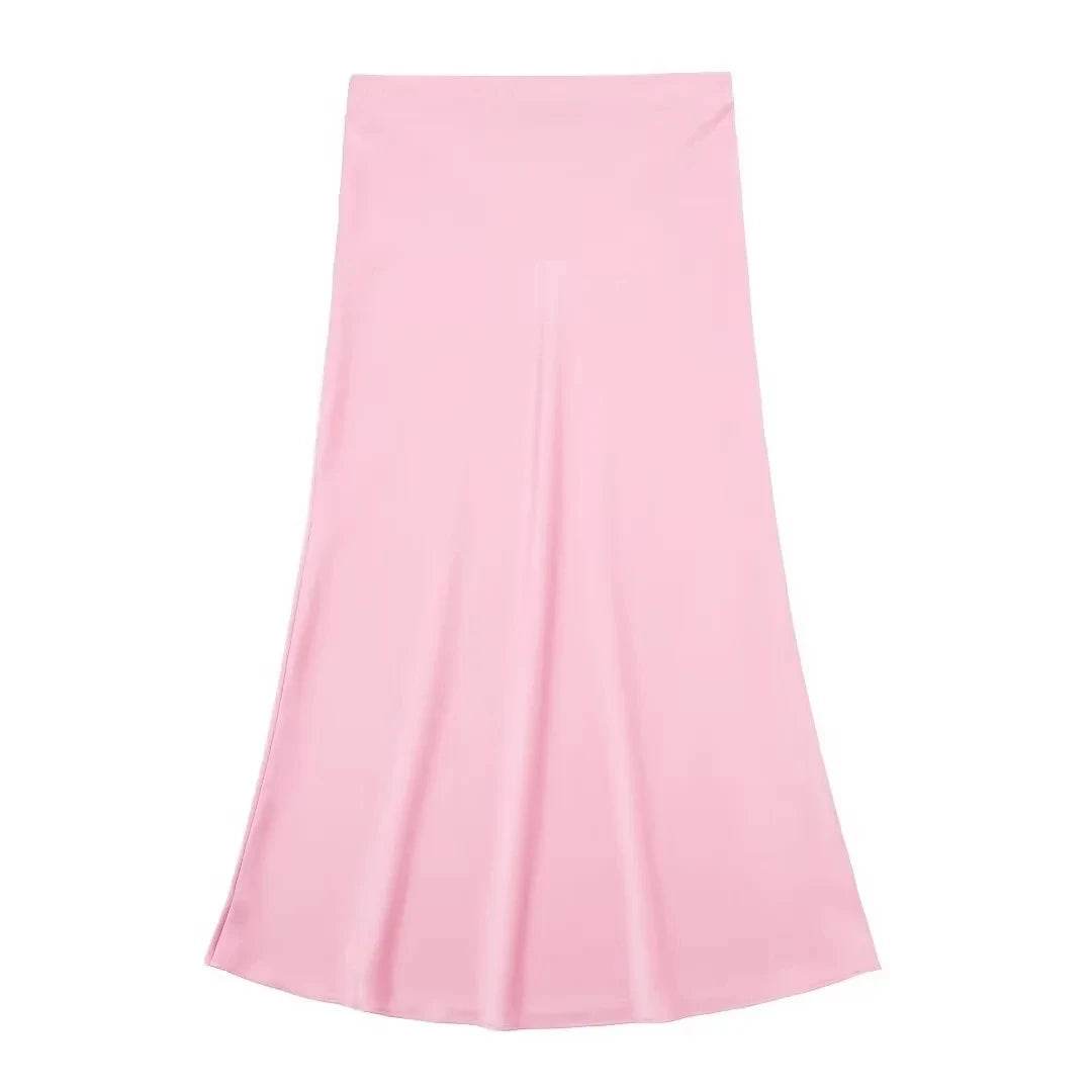 Women's Y2K Satin Midi Skirt - P12 Hub Europe
