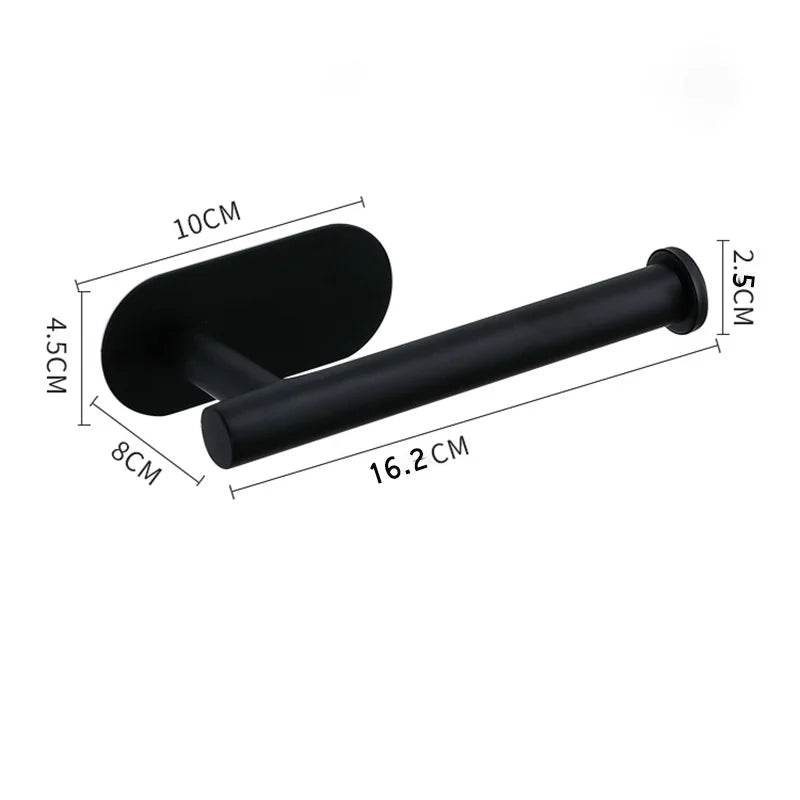 Self Adhesive Toilet Paper Towel Holder Punch-free Roll Paper Holder Kitchen Hook Storage Holder Stainless Steel Wall Mount - P12 Hub Europe
