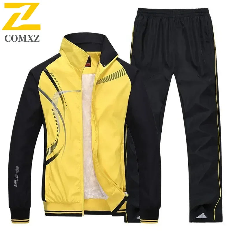 Men Sportswear New Spring Autumn Tracksuit 2 Piece Sets Sports Suit Jacket+Pant Sweatsuit Male Fashion Print Clothing Size L-5XL
