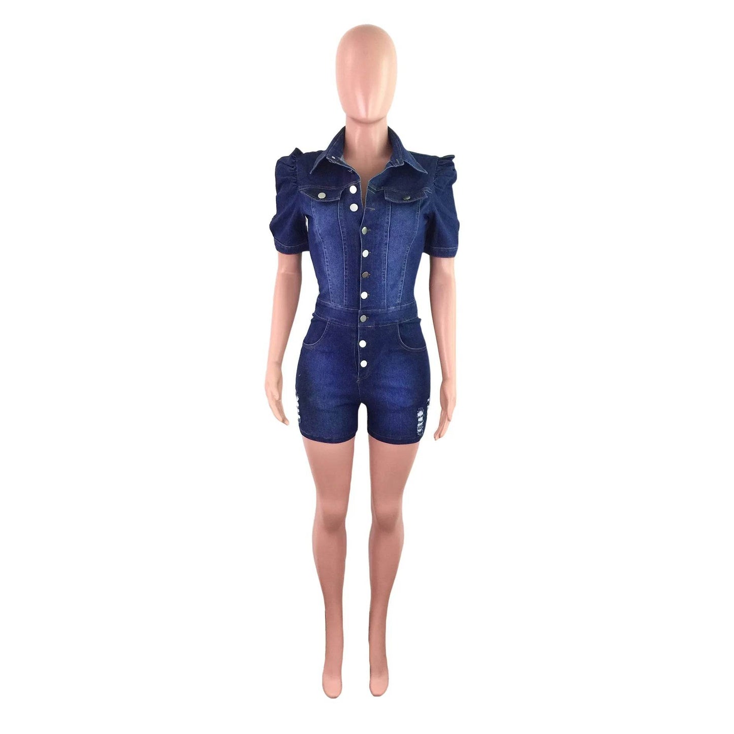 Bleached Denim Shorts Overalls Women - P12 Hub Europe