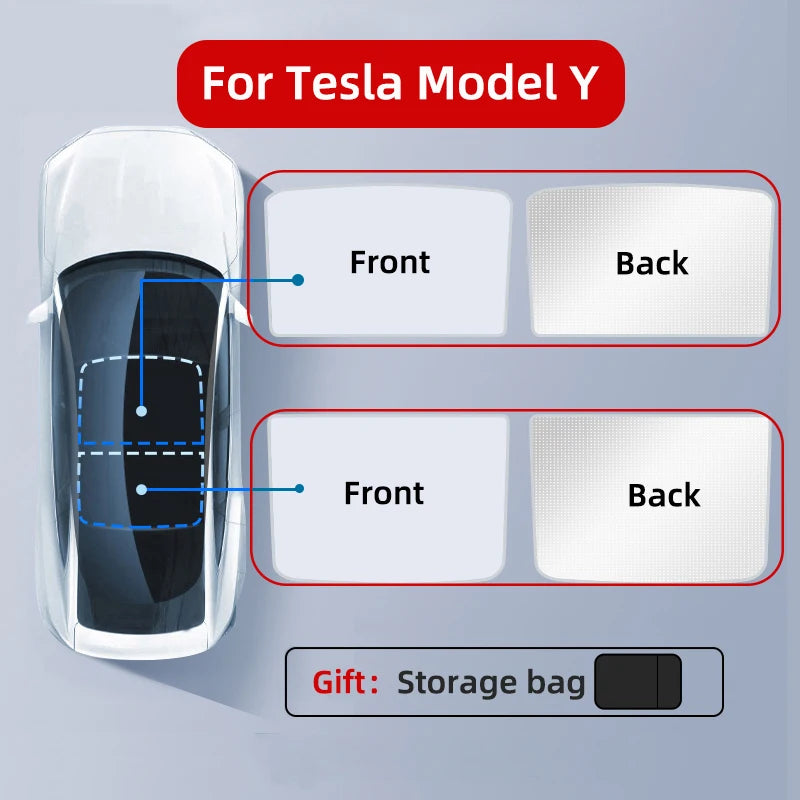 For Tesla Model 3 Y 2021-2025 New Upgrade Ice Cloth Buckle Sun Shades Glass Roof Sunshade Front Rear Sunroof Skylight