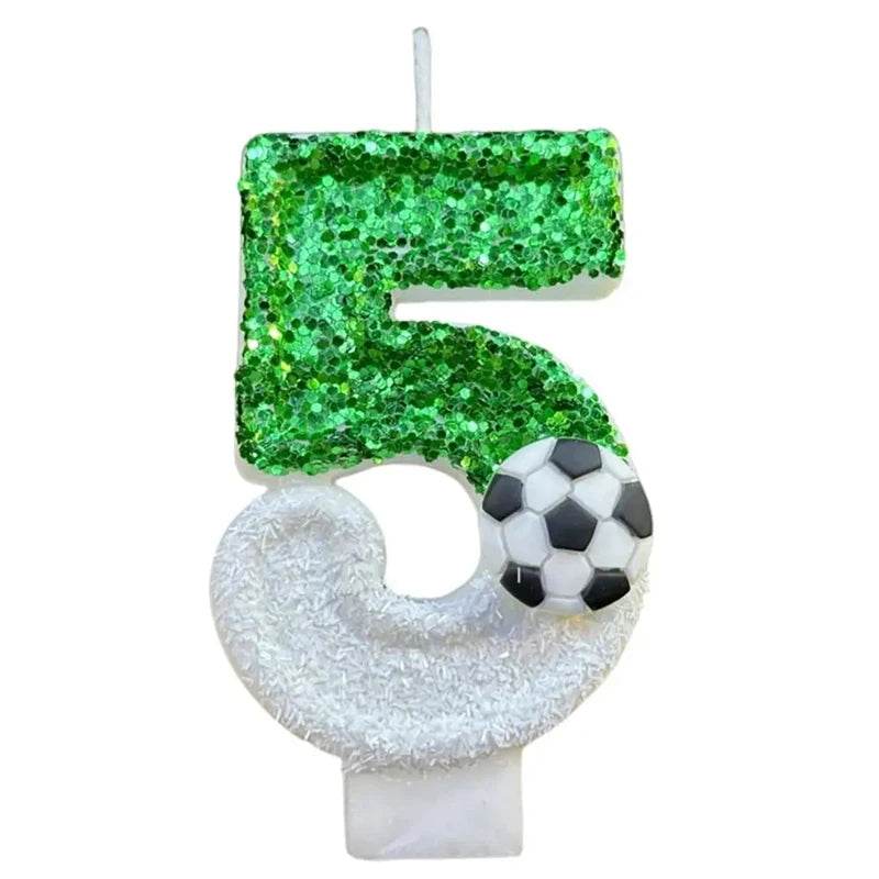 Football Children's Birthday Candles Number 0-9 Green Sparkles Birthday Creative Soccer Candle for Boy Party Cake Top Decoration - P12 Hub Europe