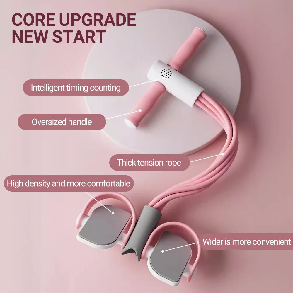 Foot Pedal Puller With Timer Voice Prompt For Women Ab Workout Back Stretching Yoga Sit-Up Assistant Home Gym Fitness Gear
