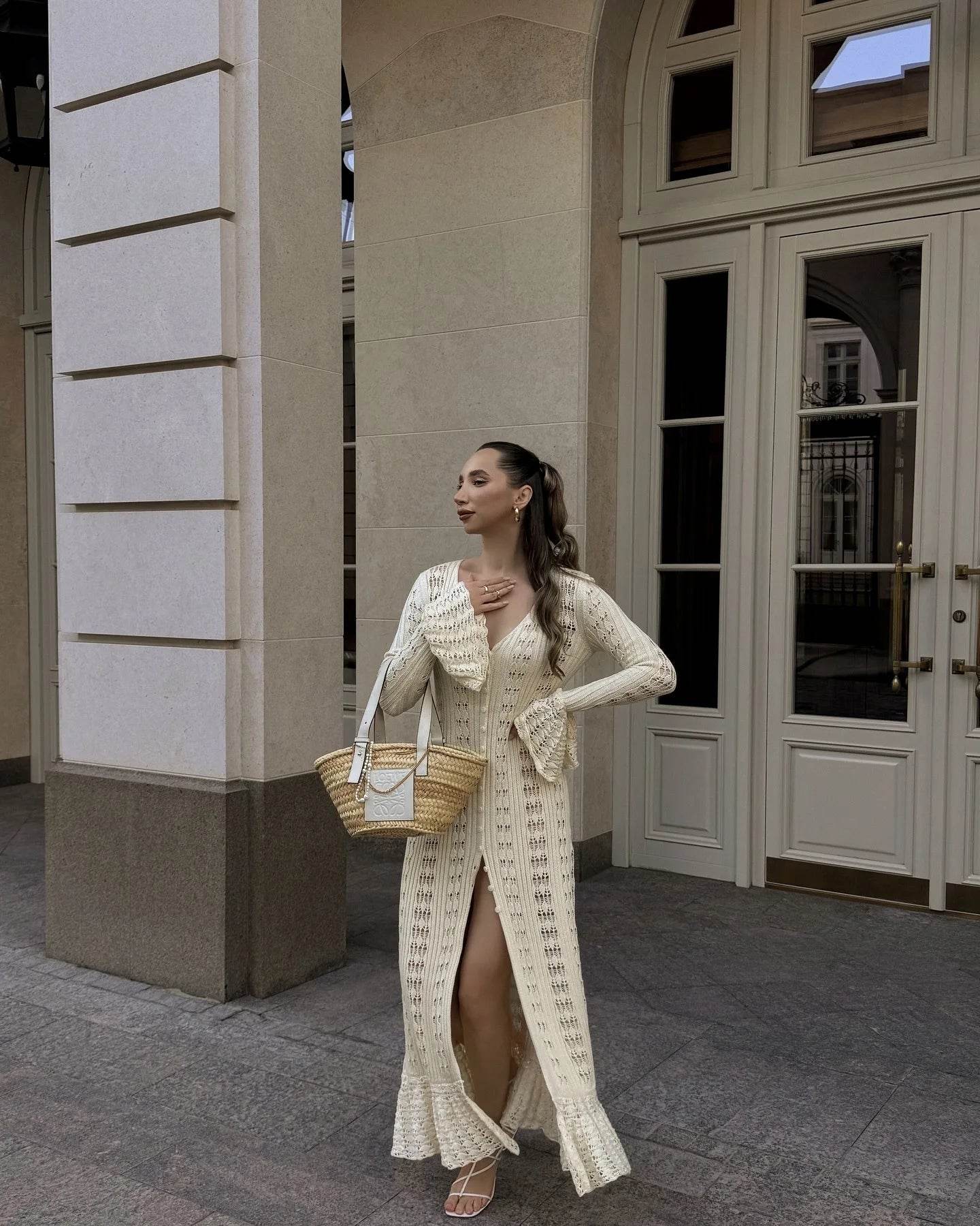 See-Through Knit Cardigan Dress - P12 Hub Europe