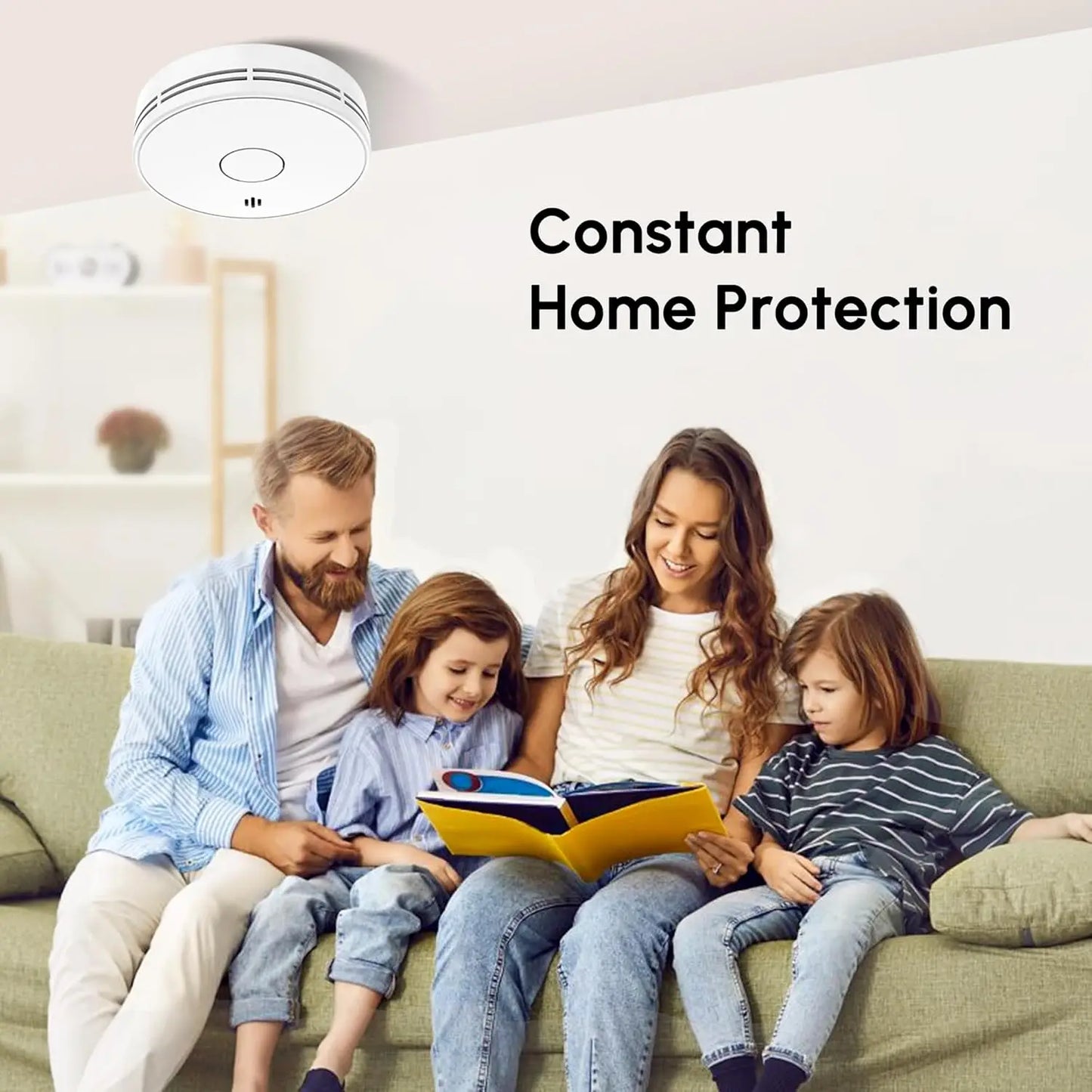 Smoke Alarm for Home, 10-Year Battery Smoke Detector Fire Alarm with Big Test/Silence Button, CE, VS02