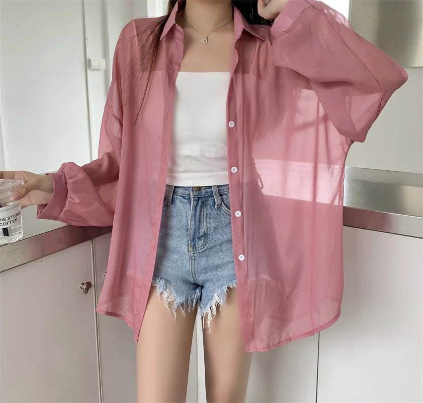 Semi Sheer Button Down Shirt - P12 Hub Europe