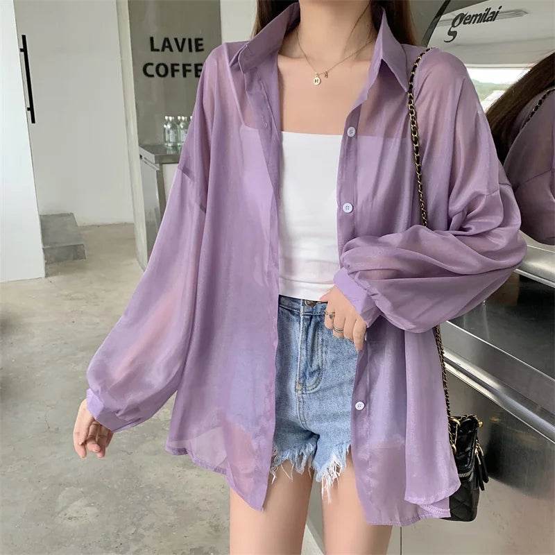 Semi Sheer Button Down Shirt - P12 Hub Europe