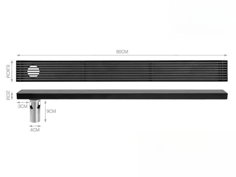Long black floor drain stainless steel extended floor drain shower room outdoor large displacement drainage long