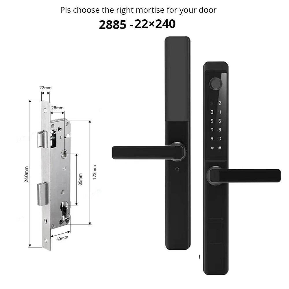 Fingerprint WiFi Smart Lock , App, Glass/Patio Door, IP68 - P12 Hub Europe