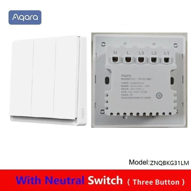 Aqara E1 Smart Wall Switch Wireless Switch Zigbee 3.0 With/No Neutral One Key Remote Control For Xiaomi Mi Home Homek APP