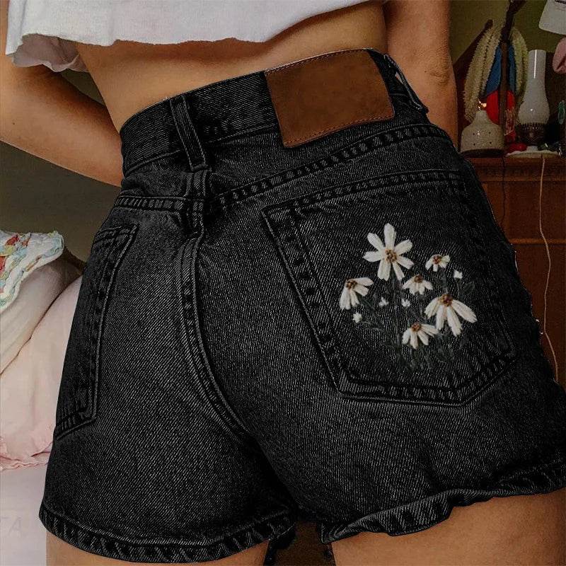 Floral Embroidered High Waist Shorts - P12 Hub Europe
