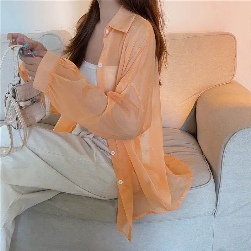 Semi Sheer Button Down Shirt - P12 Hub Europe