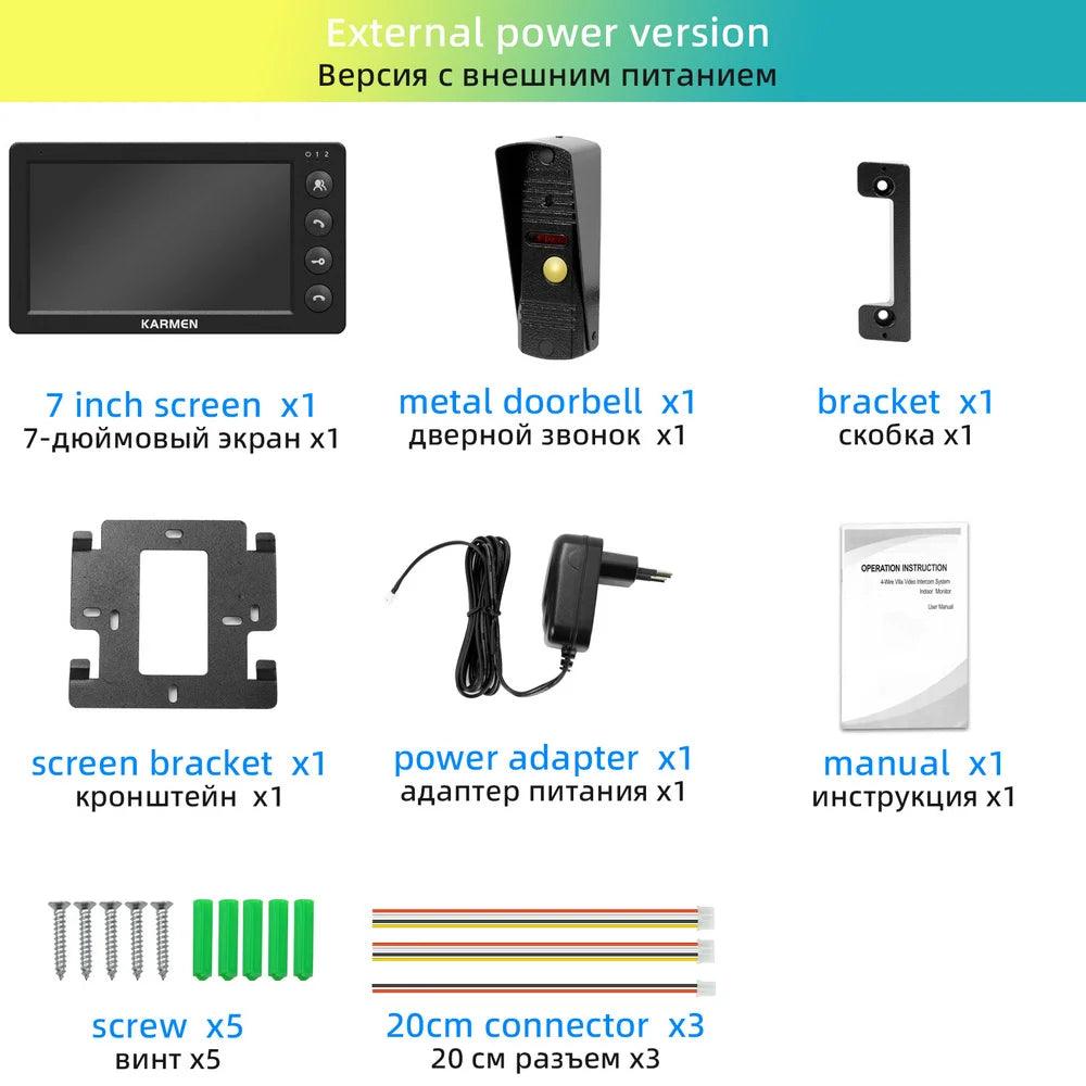 Video Doorbell7" Wired Intercom, Unlock, Waterproof, 16 Ringtones - P12 Hub Europe